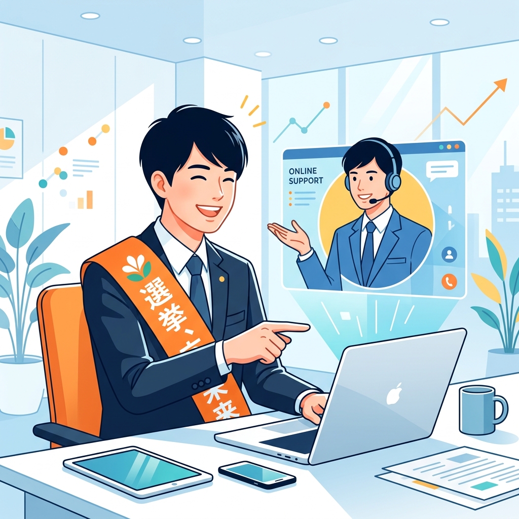 オンラインでサポートを受け笑顔になる候補者